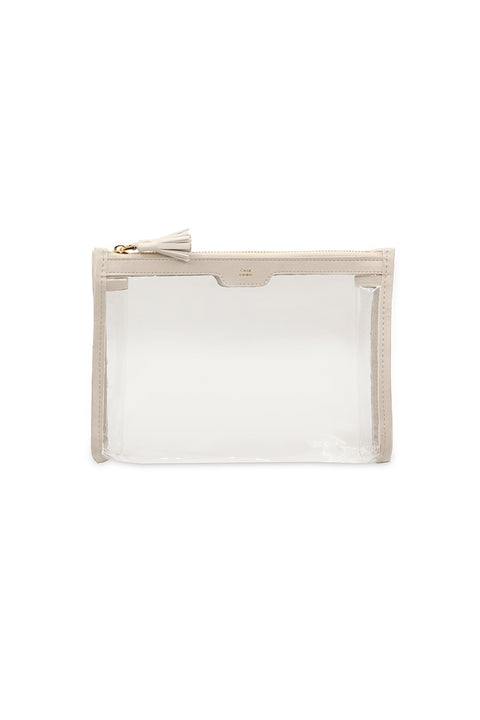 Case Look Women's Beige Detailed Transparent Clutch Tina 09