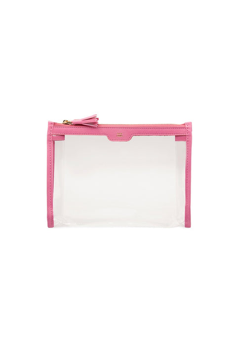 Case Look Women's Pink Detailed Zippered Transparent Clutch Tina 02