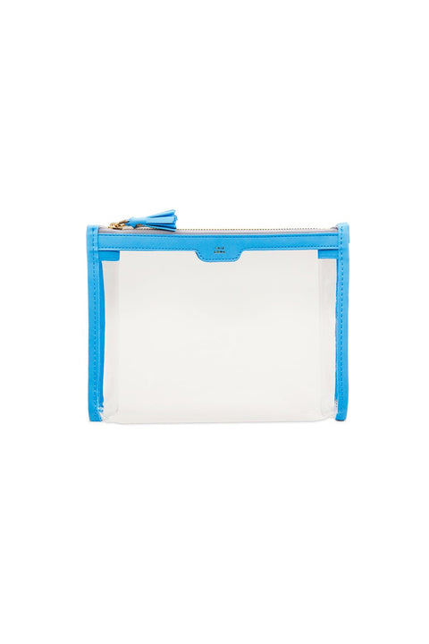 Case Look Women's Blue Detailed Zippered Transparent Clutch Tina 03