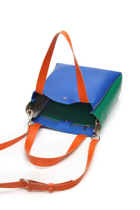 Case Look Women's Blue-Green-Orange Shoulder Bag Adel 01