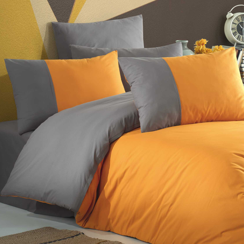 Hobby Diamond Orange - anthracit - Poplin Double Duvet Cover Set