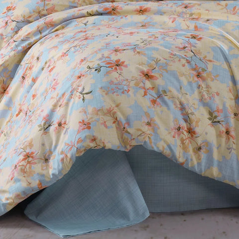 Hobby Lily Blue-Poplin Double Duvet Cover Set