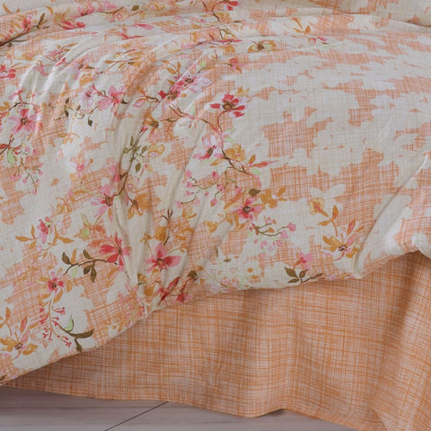 Hobby Lily Salmon- Poplin Double Duvet Cover Set