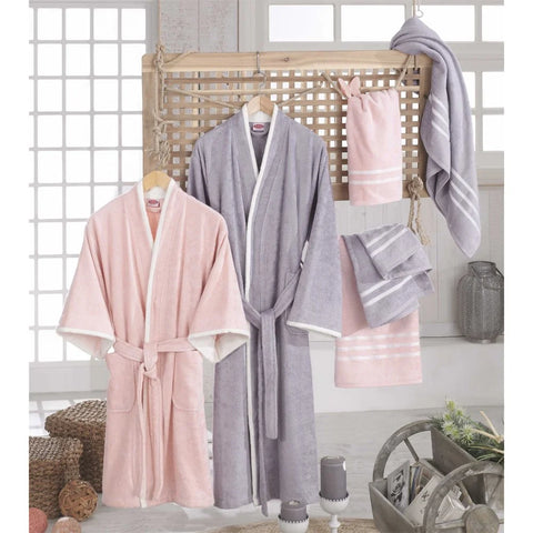 Hobby Sude Bamboo Bathrobe Set - Powder Gray