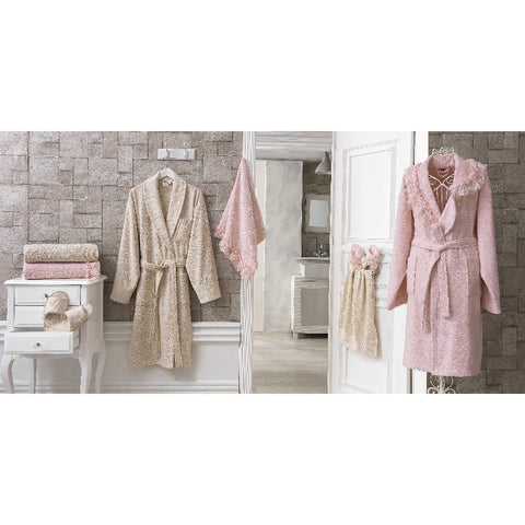 Hobby Efsun Bamboo Bathrobe Set - Powder Beige