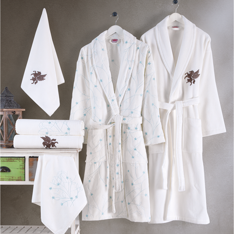 Hobby Nazende - Water Green Embroidered Cotton Bathic Set