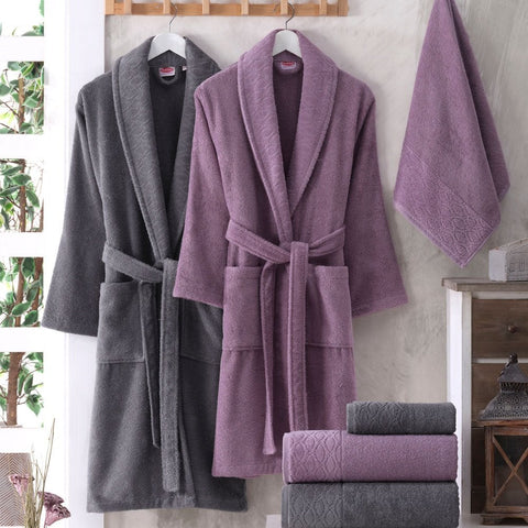 Hobby Elegance - Cotton Bathrobe Set - Lila K.Gri