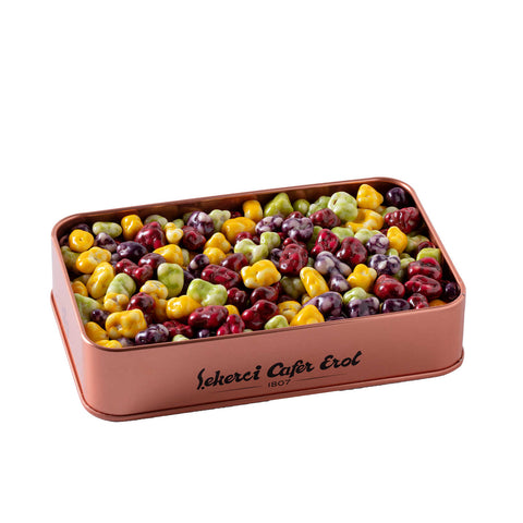 Şekerci Cafer Erol Mixed Fruit Dragee - Bronze Tin Box - Large, 300 g