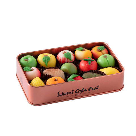 Şekerci Cafer Erol Marzipan Almond Paste - Bronze Tin Box - 15 Pieces