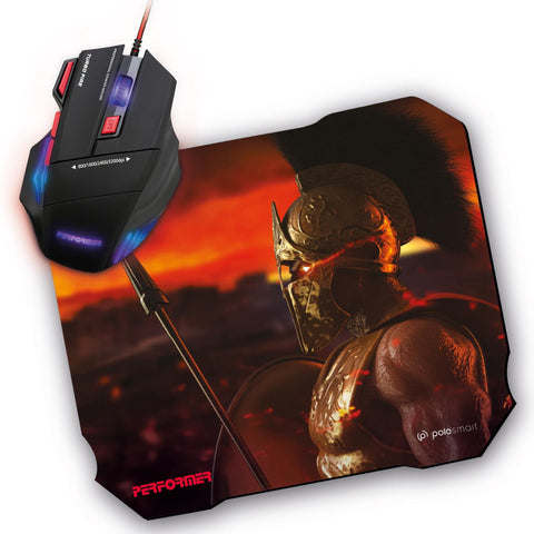 Polosmart PGM07 Gaming Mouse + Mouse Pad Red