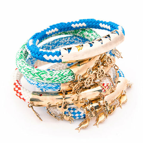 AnemosS Fish Detailed Rope Bracelet - Blue