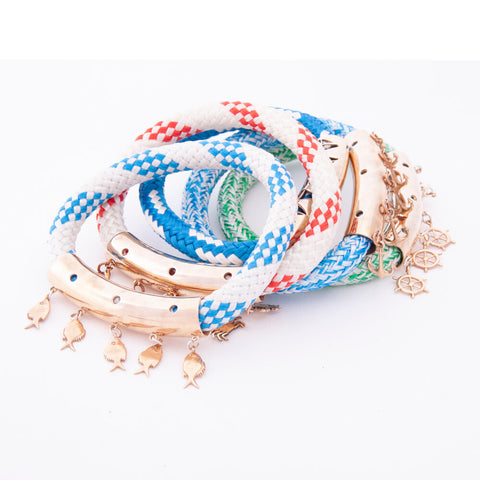 AnemosS Fish Detailed Rope Bracelet - Blue