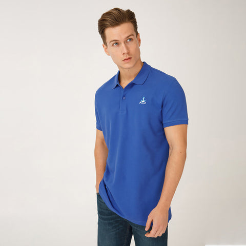Anemoss Blue Sailboat Men's Polo Collar T-Shirt, S