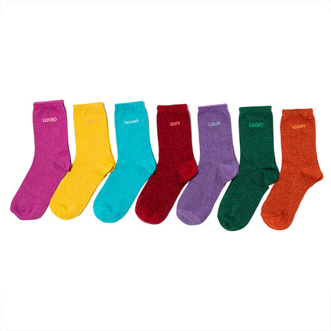 Biggdesign Moods Up Glitter 7 Pcs Women Socket Socks