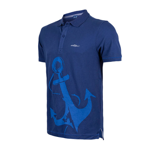 Anemoss Marine Navy Blue Men's Polo Collar T-Shirt