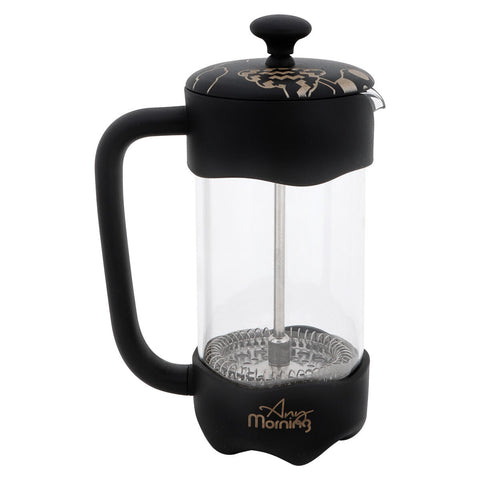 Any Morning French Press Coffee and Tea Maker, Borosilicate Glass Coffee Press, Stainless Steel Filter, Durable and Heat Resistant, Silver (1000 ml, 20 oz, 4 Cup)