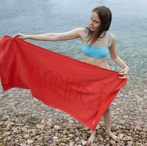 Anemoss Beach Towel, %100 Cotton, Free of Microfibre, Synthetic, or Polyester, Soft, Water Absorbent, Quick Dry, Medium Thick, Pool and Bath Towel, For Kids and Adults, 27x55 in, 70x140 cm, Red Color