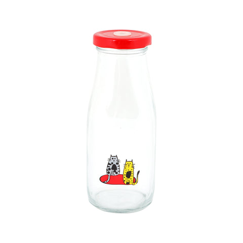 Biggdesign Cats Lemonade Glass Bottle 320 ml Red
