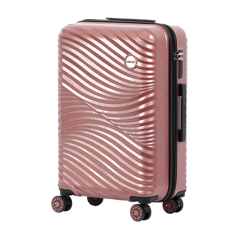 Biggdesign Moods Up Medium Suitcase, 100% ABS Hardshell Luggage with 360° Spinner Wheels, Travel Suitcases with TSA Lock System, Lightweight, Rosegold, 24 in