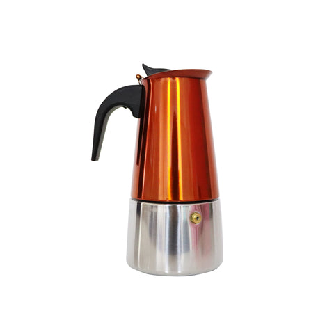 Any Morning Stovetop Espresso Coffee Maker Stainless Steel Induction Moka Pot, 300 ml - 10 oz, Copper