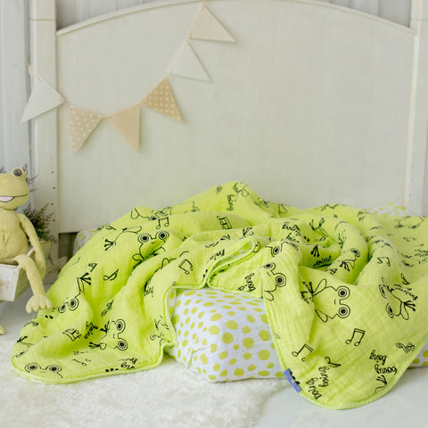 Milk&Moo Cacha Frog Baby Muslin Fiber Filled Blanket