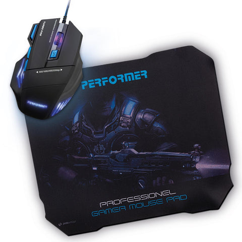 Polosmart PGM07 Gaming Mouse + Mouse Pad Blue