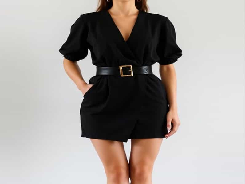 Belted Faille & Jersey Cocktail Dress