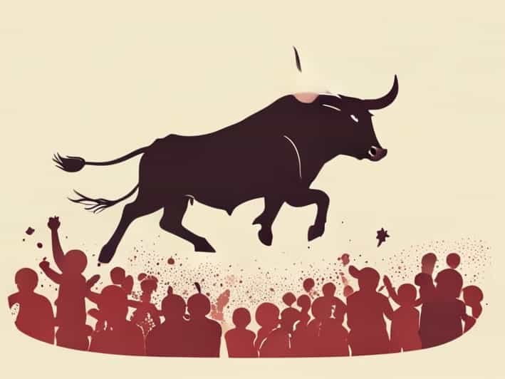 Bullfight Bull Jumps Into Crowd