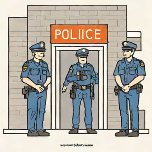 Line Of Policemen To Prevent Entrance