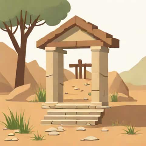 Shrine Near Gatepost Town Ruins